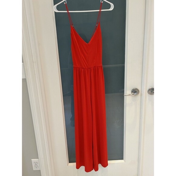 Stradivarius Pants - STRADIVARIUS Red Spaghetti Strap Crossback Jumpsuit Size Medium